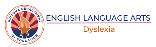 English Language Arts Dyslexia logo with ADE logo