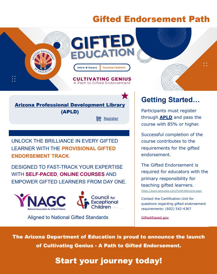 Gifted Endorsement PD Gifted education provisional endorsement professional development