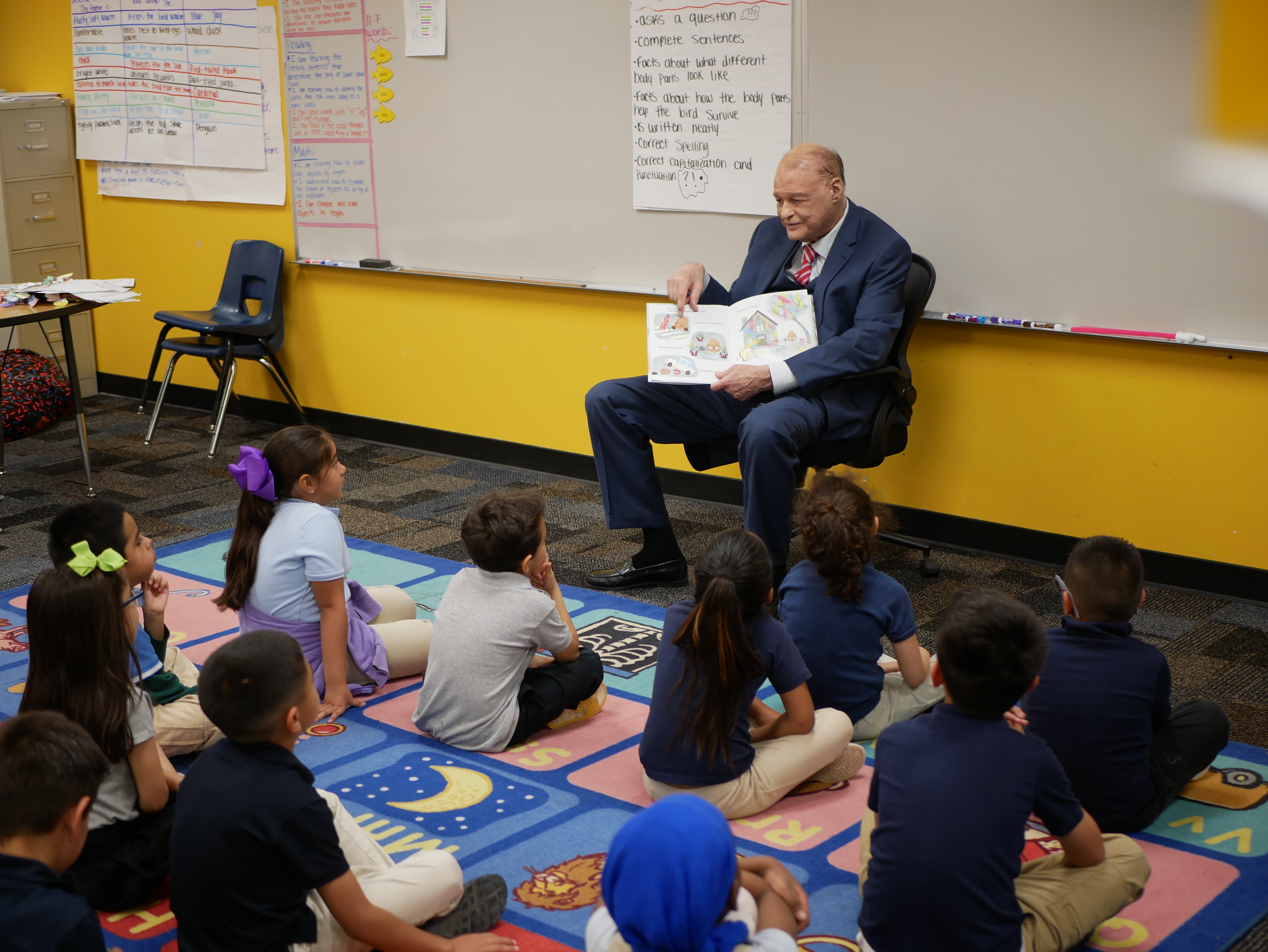Superintendent Horne toured the campus of Los Amigos Elementary School and sat down to read to first graders.