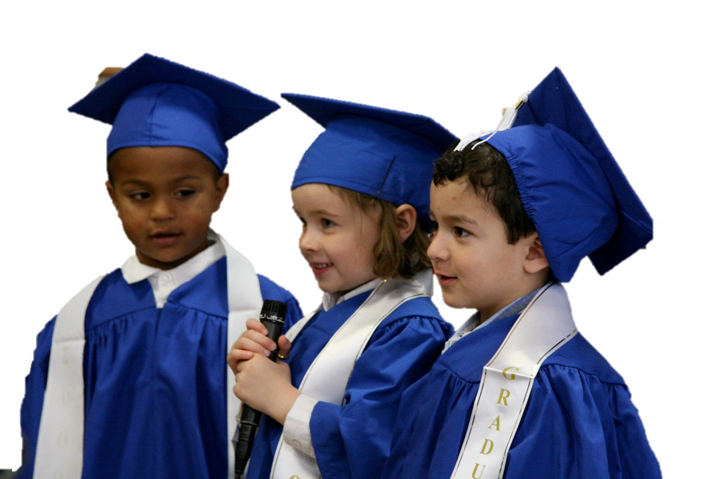 children in cap and gown